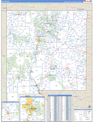 New Mexico Wall Map Zip Code Basic Style 2026