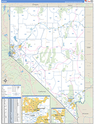 Nevada Wall Map Zip Code Basic Style 2026