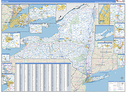 New York Wall Map Zip Code Basic Style 2026