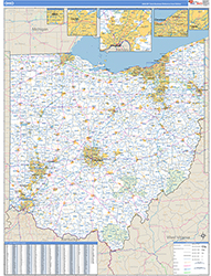Ohio Wall Map Zip Code Basic Style 2026