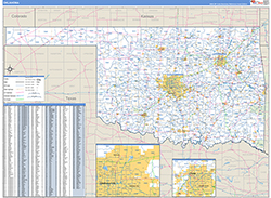 Oklahoma Wall Map Zip Code Basic Style 2026