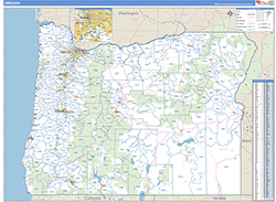 Oregon Wall Map Zip Code Basic Style 2026