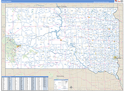 South Dakota Wall Map Zip Code Basic Style 2026