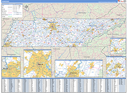 Tennessee Wall Map Zip Code Basic Style 2026