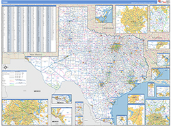 Texas Wall Map Zip Code Basic Style 2026