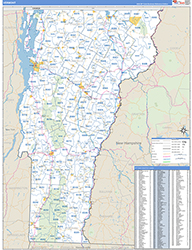 Vermont Wall Map Zip Code Basic Style 2026