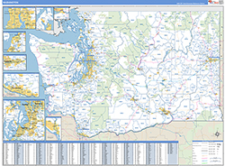 Washington Wall Map Zip Code Basic Style 2026