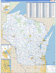 Wisconsin Wall Map Zip Code Basic Style 2026