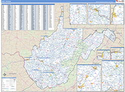 West Virginia Wall Map Zip Code Basic Style 2026