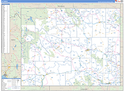 Wyoming Wall Map Zip Code Basic Style 2026