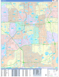 Orlando Florida Zip Code Maps (Color Cast Style)