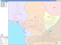 Ventura City Wall Map Color Cast Style
