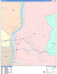 Wheeling City Wall Map Color Cast Style