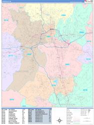 Asheville Wall Map Color Cast Style 2024