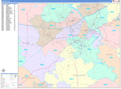 Augusta Wall Map Color Cast Style 2024
