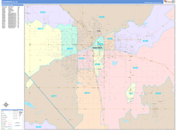 Bakersfield Wall Map Color Cast Style 2024