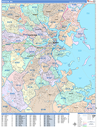 Boston Wall Map Color Cast Style 2026
