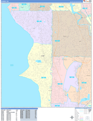 Burien Wall Map Color Cast Style 2024