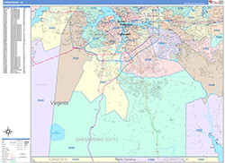 Chesapeake Wall Map Color Cast Style 2026