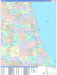 Chicago Wall Map Color Cast Style 2024