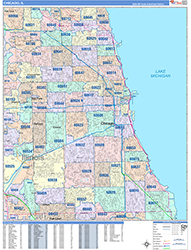 Chicago Wall Map Color Cast Style 2026