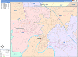 Clarksville Wall Map Color Cast Style 2026