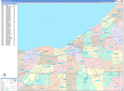 Cleveland Wall Map Color Cast Style 2024