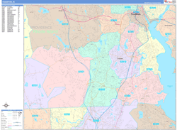 Cranston Wall Map Color Cast Style 2024