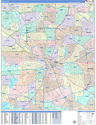 Dallas Wall Map Color Cast Style 2026