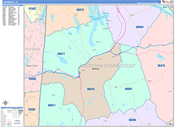 Danbury Wall Map Color Cast Style 2026