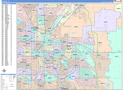 Denver Wall Map Color Cast Style 2026