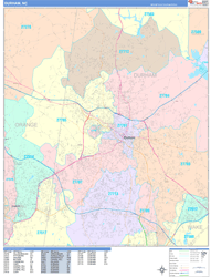 Durham Wall Map Color Cast Style 2025