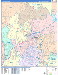Durham Wall Map Color Cast Style 2026