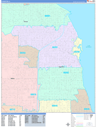 Evanston Wall Map Color Cast Style 2024