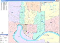 Evansville Wall Map Color Cast Style 2026