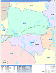 Framingham Wall Map Color Cast Style 2026