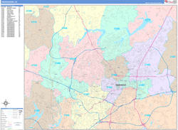 Greensboro Wall Map Color Cast Style 2024