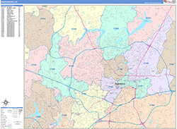 Greensboro Wall Map Color Cast Style 2026