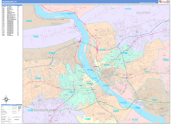 Harrisburg Wall Map Color Cast Style 2024