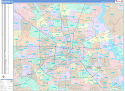 Houston Wall Map Color Cast Style 2024