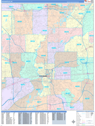Indianapolis Wall Map Color Cast Style 2024