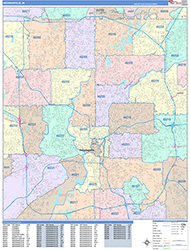 Indianapolis Wall Map Color Cast Style 2026