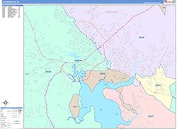 Jacksonville Wall Map Color Cast Style 2026