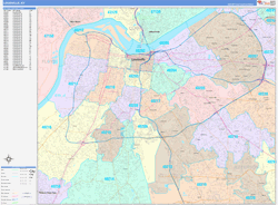 Louisville Wall Map Color Cast Style 2024
