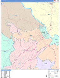Lynchburg Wall Map Color Cast Style 2026