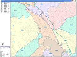 Marietta Wall Map Color Cast Style 2026