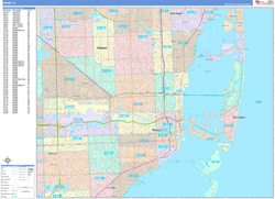 Miami Wall Map Color Cast Style 2024
