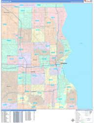 Milwaukee Wall Map Color Cast Style 2024