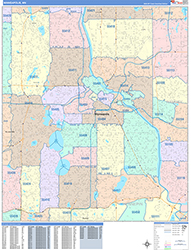 Minneapolis Wall Map Color Cast Style 2026
