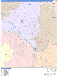 Murfreesboro Wall Map Color Cast Style 2026